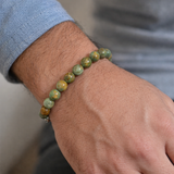 Sterling Silver  Men's Rhyolite Bead Bracelet