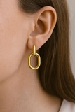 14k Oval Drop Hoop Push Back  Earrings