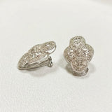 Estate 14k Vintage Art Deco Diamond Filigree Non Pierced Earrings