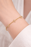 14k Gold CZ Cross Station Bracelet