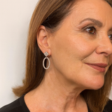 18k White Gold Diamond Oval Drop Earrings