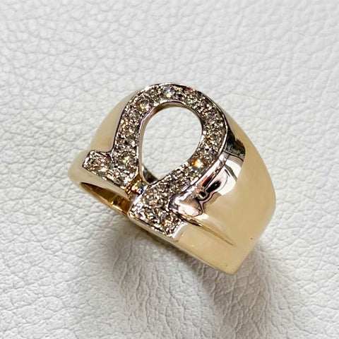 14k Gold Diamond Greek Letter Omega Ring