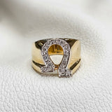 14k Gold Diamond Greek Letter Omega Ring