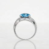 14k White Gold Blue Topaz  Diamond Ring