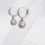 14k White Gold Dangle Pearl Earrings