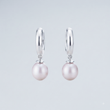 14k White Gold Dangle Pearl Earrings