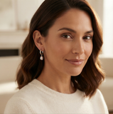 14k White Gold Dangle Pearl Earrings