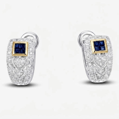 14K White Gold Diamond Sapphire Earrings