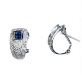 14K White Gold Diamond Sapphire Earrings