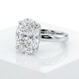 14k White Gold 4 carat Oval Lab Diamond Engagement Ring