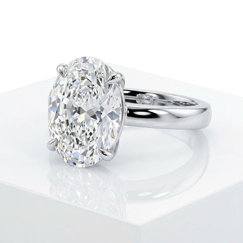 14k White Gold 4 carat Oval Lab Diamond Engagement Ring