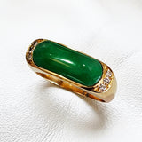 Estate 18k Jade and Diamond Ring