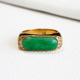 Estate 18k Jade and Diamond Ring