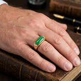 Estate 18k Jade and Diamond Ring