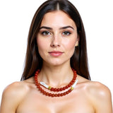Carnelian Baroque Pearl Wrap Choker Necklace