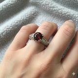 14k White Gold Diamond and Garnet Woman's Ring
