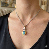 Joyce Christina Sterling Silver Blue Topaz Pendant Necklace