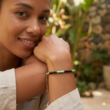 Woman's Black Crystal Faux Turquoise Bead Bracelet