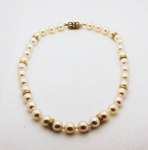 Estate Cultured Pearl and Diamond Choker