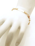 14k Yellow Gold CZ Link ID Kids Bracelet with Enamel Teddy Bear