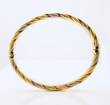 18k Gold Tri Color Twist Bangle Bracelet