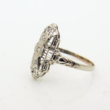 Estate 10k White Gold Filigree Art Deco Diamond Ring