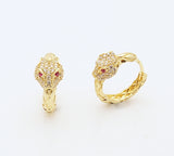 14k Gold Panther Huggie Earrings