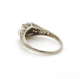Vintage Estate 18k White Gold Filigree Diamond Engagement Ring