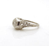 Vintage Estate 18k White Gold Diamond Engagement Ring