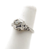 Vintage Estate 18k White Gold Diamond Engagement Ring