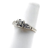 Vintage Estate 14k White Gold Diamond Engagement Ring