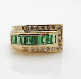 Estate 14k Emerald and Diamond Ring
