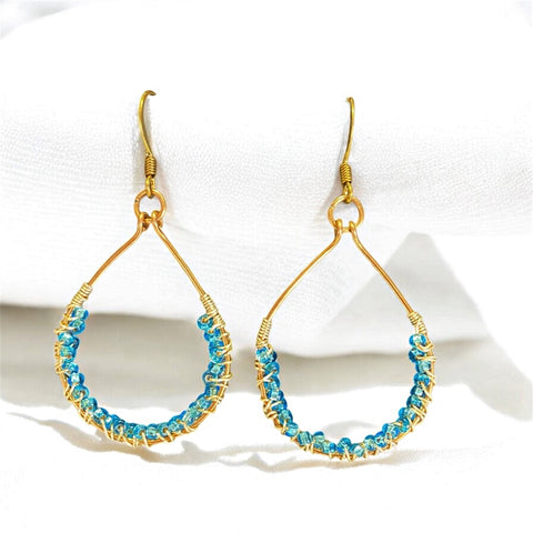 Fashion Bead Drop Hoop Earrings