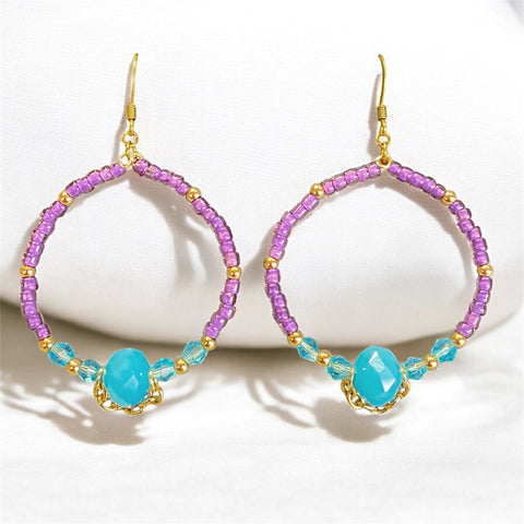 Fashion Bead Hoop Earrings
