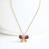 Sterling Silver Color CZ Butterfly Pendant Necklace