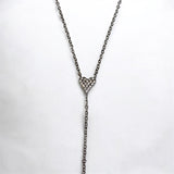 Sterling Silver CZ Heart Y Necklace