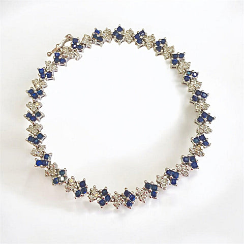 14k White Gold Diamond Sapphire Tennis Bracelet