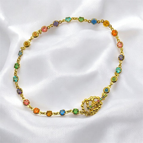 18k Gucci GG Running Multi Stone Bracelet