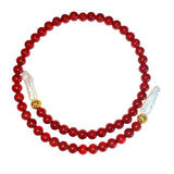 Carnelian Baroque Pearl Wrap Choker Necklace