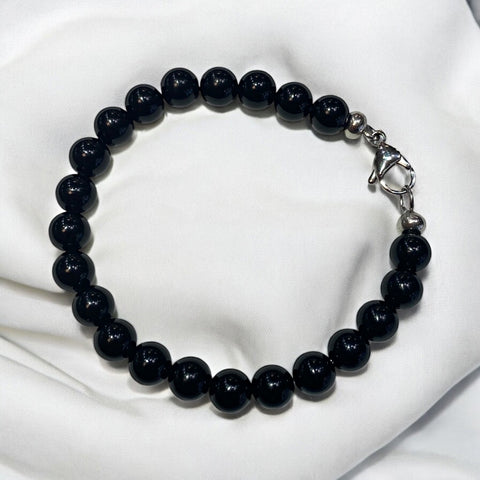 Men's Black Onyx Bead Bracelet