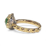 Gucci 18K Yellow Gold Le Marche des Merveilles Jade & Diamond Feline Head Ring