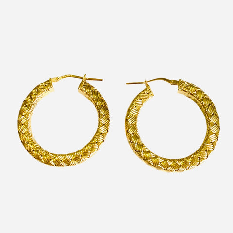 Sterling Silver Vermeil Braided Texture Hoop Earrings