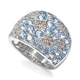 18k White Gold Diamond and Blue Topaz Woman's Ring