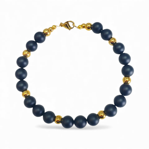 Stainless Steel Black Onyx Bead Bracelet