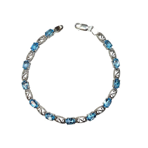 14k White Gold Sky Blue Topaz Bracelet