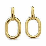 14k Oval Drop Hoop Push Back  Earrings