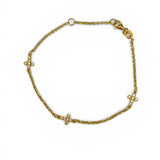 14k Gold CZ Cross Station Bracelet