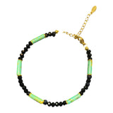 Woman's Black Crystal Faux Turquoise Bead Bracelet