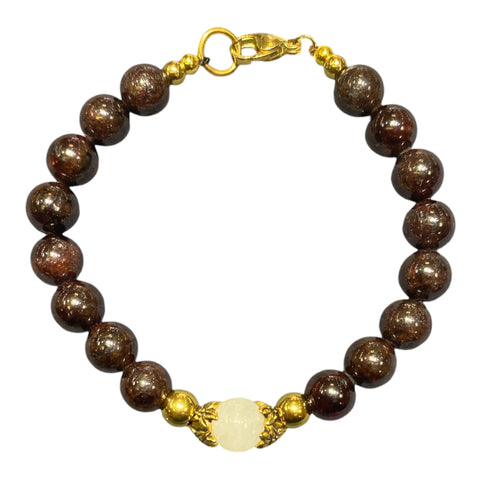 Woman's Garnet Jade Bead Bracelet