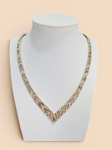 Vintage Sterling Silver Riccio Tri Color Choker Necklace